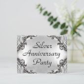 25e Zilver Jubileum Party Invitation Briefkaarten (Staand voorkant)