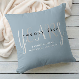 25e zilveren blauw bruiloft Jubileum cadeau Kussen