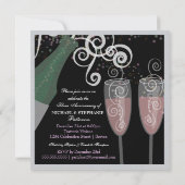 25e Zilveren Bruiloft Bubbly Champagne Feest Kaart (Achterkant)