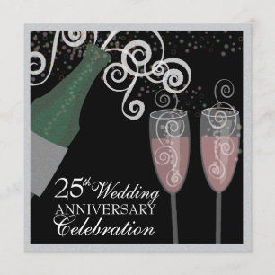 25e Zilveren Bruiloft Bubbly Champagne Feest Kaart