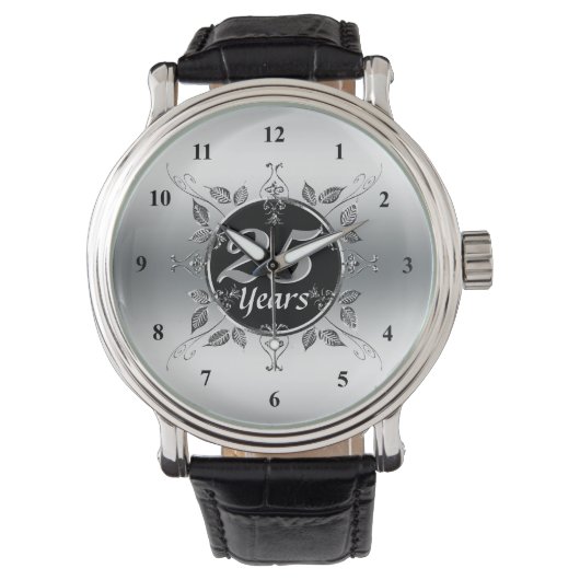 25e zilveren bruiloft Jubileum | 25 jaar Elegant Horloge (Voorkant)