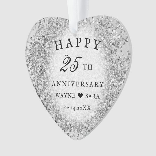 25e zilveren bruiloft Jubileum 2 Ornament (voorkant)