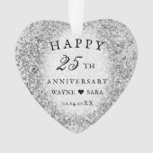 25e zilveren bruiloft Jubileum 2 Ornament (voorkant)
