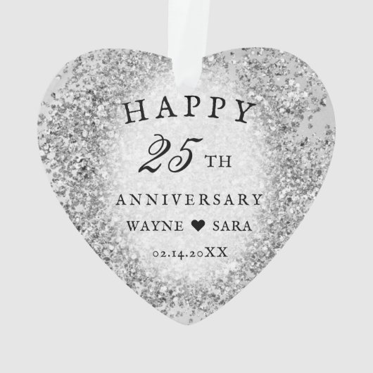 25e zilveren bruiloft Jubileum 2 Ornament (achterkant)