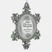 25e zilveren bruiloft Jubileum 4 Tin Sneeuwvlok Ornament (Links)