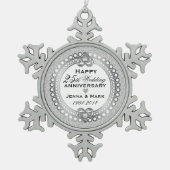 25e zilveren bruiloft Jubileum 4 Tin Sneeuwvlok Ornament (Voorkant)