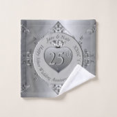 25e zilveren bruiloft Jubileum Bad Handdoek (Wasdoekje)