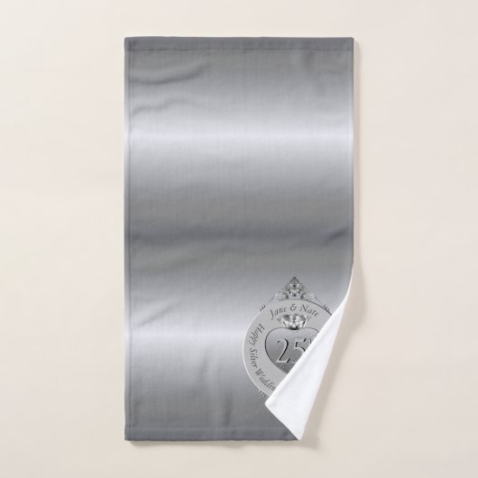 25e zilveren bruiloft Jubileum Bad Handdoek (Handdoek)