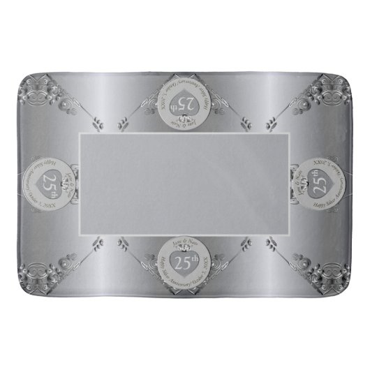 25e zilveren bruiloft Jubileum badmat (Voorkant)