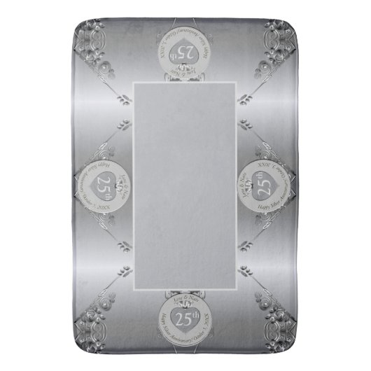 25e zilveren bruiloft Jubileum badmat (Voorkant Verticaal)