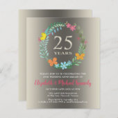 25e Zilveren Bruiloft Jubileum Bloemenuitnodiging (Voorkant / Achterkant)