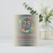 25e Zilveren Bruiloft Jubileum Bloemenuitnodiging (Staand voorkant)