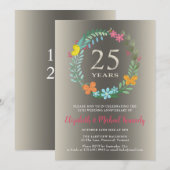 25e Zilveren Bruiloft Jubileum Bloemenuitnodiging Kaart (Voorkant / Achterkant)