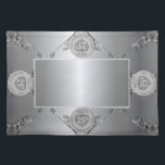 25e Zilveren Bruiloft Jubileum Doek Placemat<br><div class="desc">Op zoek naar de juiste 25e trouwdag doek placemats? Dan is een mooie,  zilverachtig grijze,   herhaling en edelsteen graphic misschien wel het enige op placemats om ze ALLEBEI te geven!</div>