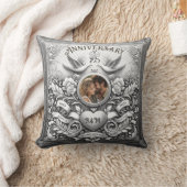 25e zilveren bruiloft Jubileum duiven Kussen (Deken)