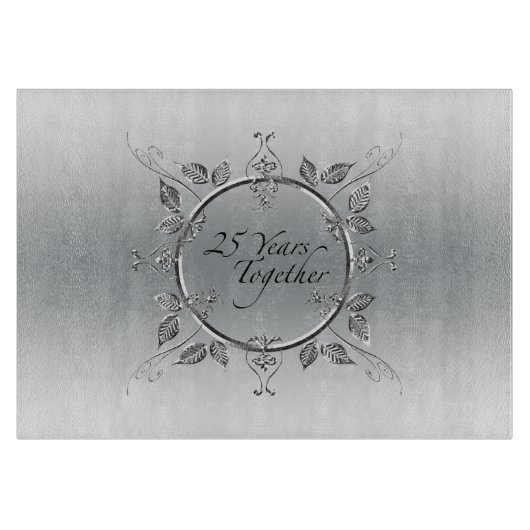 25e zilveren bruiloft Jubileum | Elegant 25 jaar Snijplank (Voorkant)