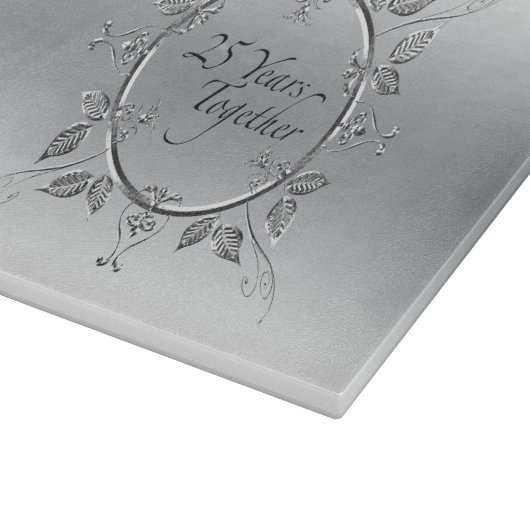 25e zilveren bruiloft Jubileum | Elegant 25 jaar Snijplank (Hoek)