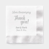 25e zilveren bruiloft Jubileum gestileerd dank u Folie Servetten (Voorkant)