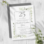 25e zilveren bruiloft Jubileum Greenery Floral Kaart<br><div class="desc">Deze uitnodiging voor het vieren van de kerkelijke verjaardag kan worden gepersonaliseerd met de speciale 25-jarige huwelijksfeestelijke informatie,  met een zilveren achtergrond aan de achterzijde. Ontworpen door: Thisnotme©</div>