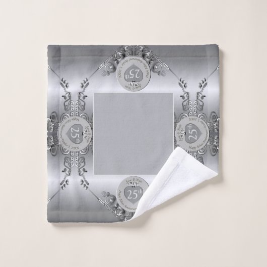25e zilveren bruiloft Jubileum handdoek (Wasdoekje)