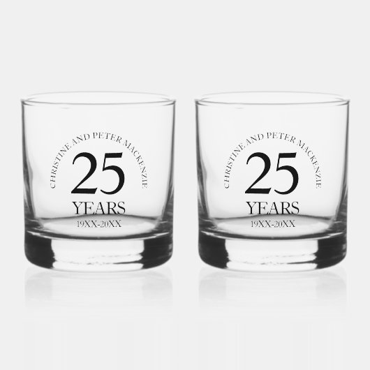25e zilveren bruiloft Jubileum handtekening Whisky Glas (Voorkant)