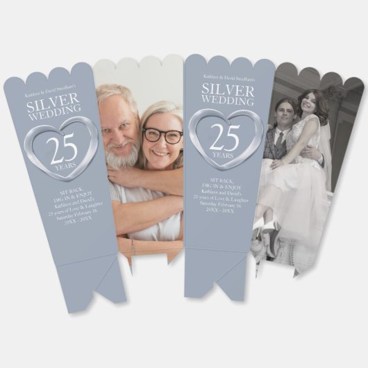 25e zilveren bruiloft jubileum hart bedankdoosjes (Ongevouwen)