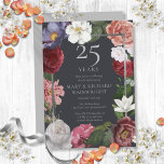 25e Zilveren Bruiloft Jubileum Landelijk Roos Kaart<br><div class="desc">Met decoratieve land rozen tuimelen over een faux zilver folie lijst omgeven uw gepersonaliseerde zilveren trouwdag details in klassieke zilvergrijze tekst. Ontworpen door Thisnotme©</div>