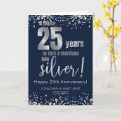 25e zilveren bruiloft Jubileum marine Kaart (Gele Bloem)