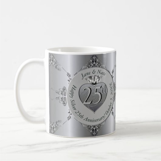 25e zilveren bruiloft Jubileum Mok (Links)