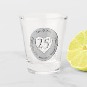 25e zilveren bruiloft Jubileum Mok Shot Glas (Voorkant)