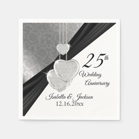  25e Zilveren bruiloft Jubileum ontwerp Servetten (Voorkant)