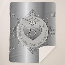 25e zilveren bruiloft Jubileum Sherpa Deken
