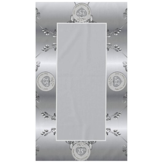 25e Zilveren Bruiloft Jubileum Tafelkleed (Voorkant)