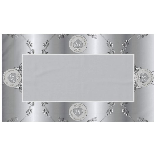 25e Zilveren Bruiloft Jubileum Tafelkleed (Voorkant (Horizontaal))