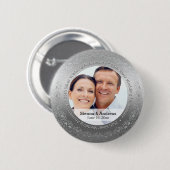 25e zilveren bruiloft met een foto ronde button 5,7 cm (Voorkant /achterkant)