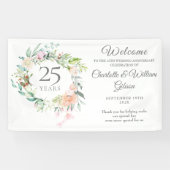 25e Zilveren Bruiloft Rozen Bloemen Welkom Spandoek (Horizontaal)