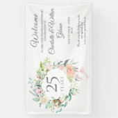 25e Zilveren Bruiloft Rozen Bloemen Welkom Spandoek (Verticaal)