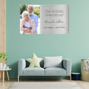 25e zilveren bruiloft speciale foto spandoek