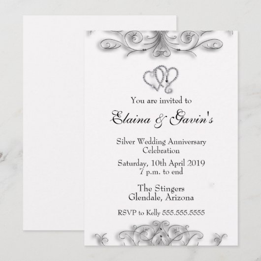 25e Zilveren Bruiloft Uitnodiging (Voorkant / Achterkant)