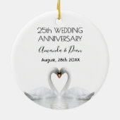 25e zilveren bruiloft witte zwanen houden van lief keramisch ornament (Achterkant)