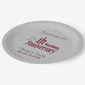 25e Zilveren en Bourgondische Jubileum Papieren Bo Papieren Bordje (Gekanteld)