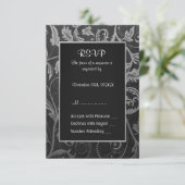 25e Zilveren en Zwarte Damask Jubileum - RSVP (Staand voorkant)