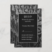 25e Zilveren en Zwarte Damask Jubileum - RSVP (Voorkant / Achterkant)