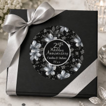 25e Zilveren Glitter Bloemen Huwelijksverjaardag