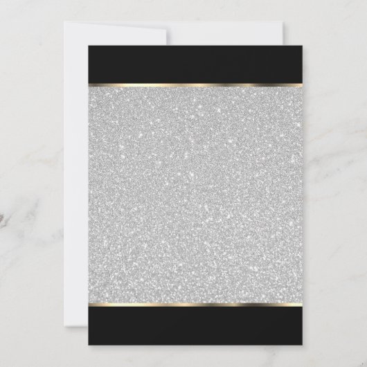 25e Zilveren Glitter en Gouden Hart Jubileum Kaart (Achterkant)