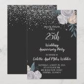 25e zilveren glitter huwelijksjubileum kaart (Voorkant / Achterkant)