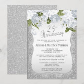 25e Zilveren Glitter-jubileum | Doe-het-zelftekst Kaart (Voorkant / Achterkant)