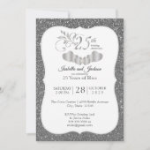 25e Zilveren Glitter-jubileum Kaart (Voorkant)