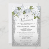 25e Zilveren Glitter Jubileum Kaart (Voorkant)