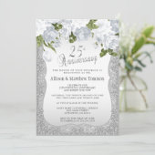 25e Zilveren Glitter Jubileum Kaart (Staand voorkant)